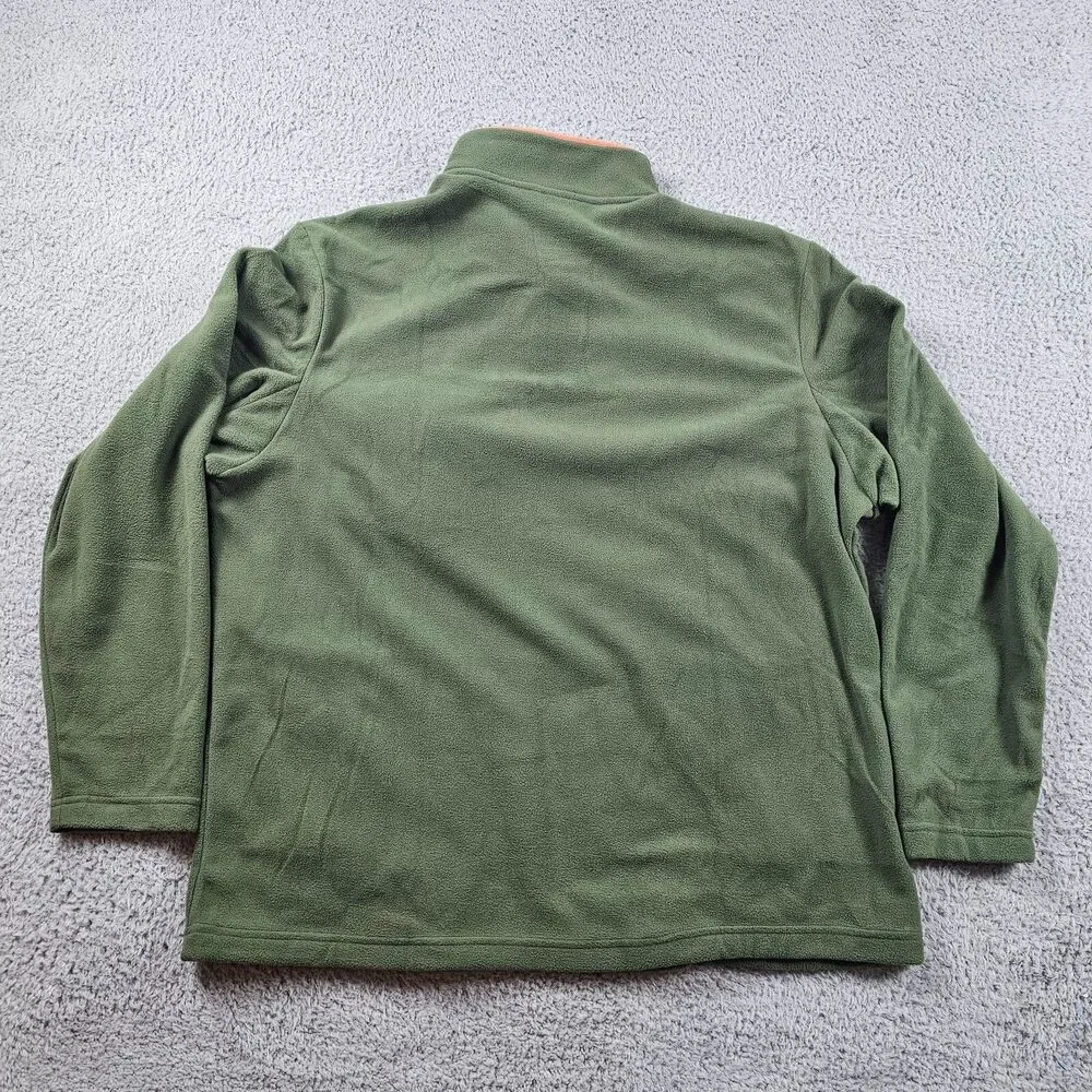 Duluth Trading Sweater Mens Large Green Fleece Pullover 1/4 Button Relaxed Hike